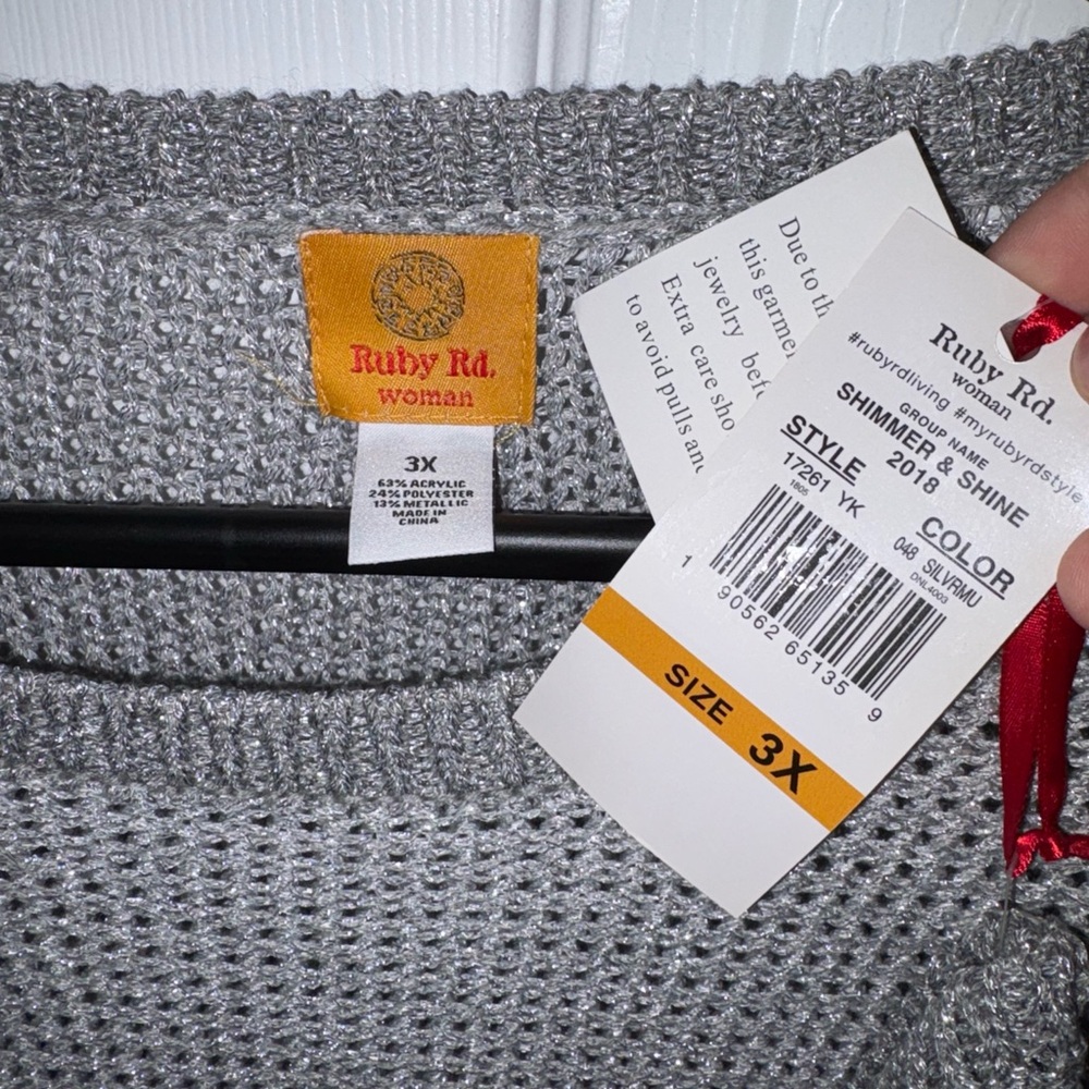 Ruby Rd. Metallic Gray Knit Top - Picture 3 of 3
